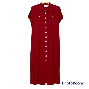 Worthington 10 petite red linen womens long dress
